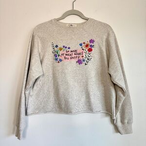 Natural Life "Do More of What Makes You Happy" Crop Sweatshirt - Grey | Size S